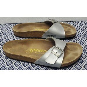 Birkenstock Madrid Women's Size 39 US 8 N Silver Birko-Flor Slide Sandals Shoes
